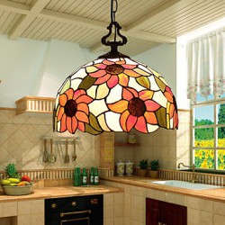 E27 220V 30*20CM 5-10㎡European Rural Creative Arts Stained Glass Chandelier Restoring Ancient Ways Lamp Led Light