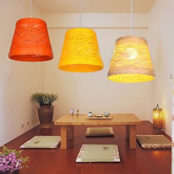 20CM Modern Rural Cany Art Woven Rattan Restaurant Single Head Droplight Lamp LED