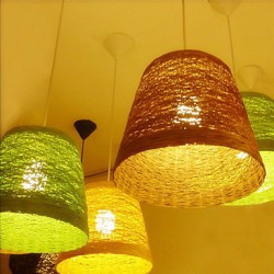 20CM Modern Rural Cany Art Woven Rattan Restaurant Single Head Droplight Lamp LED