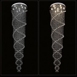 LED Ceiling Chandelier Lights Pendant Light Lamp Lighting Fixtures with K9 Crystal Double Spiral D70CM H300CM CE FCC UL