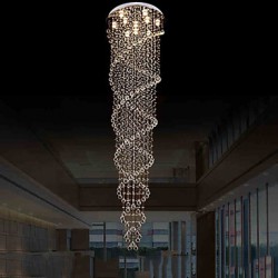 LED Ceiling Chandelier Lights Pendant Light Lamp Lighting Fixtures with K9 Crystal Double Spiral D70CM H300CM CE FCC UL