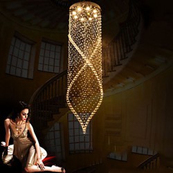 LED Crystal Chandelier Pendant Lighting Hanging Ceiling Lamps Fixtures with Clear K9 Crystal and Silver Canopy