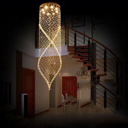 LED Crystal Chandelier Pendant Lighting Hanging Ceiling Lamps Fixtures with Clear K9 Crystal and Silver Canopy