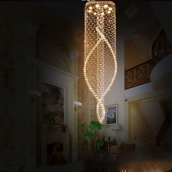 LED Crystal Chandelier Pendant Lighting Hanging Ceiling Lamps Fixtures with Clear K9 Crystal and Silver Canopy