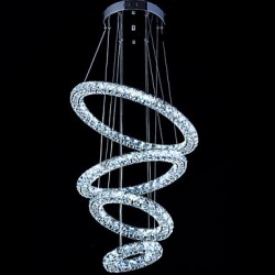 LED Crystal Ring Pendant Light Modern Ceiling Chandeliers Lighting Lamp Fixtures with AC100 to 240V CE FCC ROHS