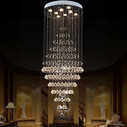 Modern LED Crystal Chandelier Lighting Pendant Lights Ceiling Lamp Fixtures with 8 Bulbs D60CM H180CM CE FCC UL