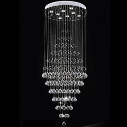 Modern LED Crystal Chandelier Lighting Pendant Lights Ceiling Lamp Fixtures with 8 Bulbs D60CM H180CM CE FCC UL