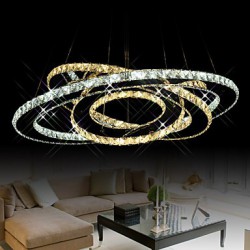 LED Crystal Pendant Lighting Ceiling Chandeliers Light Fixtures with Warm and Cool White 3 rings D305070cm CE UL FCC