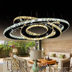 LED Crystal Pendant Lighting Ceiling Chandeliers Light Fixtures with Warm and Cool White 3 rings D305070cm CE UL FCC