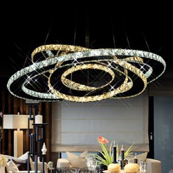 LED Crystal Pendant Lighting Ceiling Chandeliers Light Fixtures with Warm and Cool White 3 rings D305070cm CE UL FCC