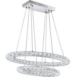 Modern LED Crystal Pendant Light with Oval Double Ring AC100 to 240v for Dining Room Living Room CE FCC UL