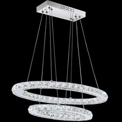 Modern LED Crystal Pendant Light with Oval Double Ring AC100 to 240v for Dining Room Living Room CE FCC UL