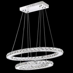 Modern LED Crystal Pendant Light with Oval Double Ring AC100 to 240v for Dining Room Living Room CE FCC UL