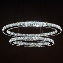 Modern LED Crystal Pendant Light with Oval Double Ring AC100 to 240v for Dining Room Living Room CE FCC UL