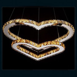 LED Pendant Lighting Chandelier Light Transparent OR Amber K9 Crystal Double Heart-shaped Ceiling Lamps Lights
