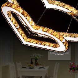 LED Pendant Lighting Chandelier Light Transparent OR Amber K9 Crystal Double Heart-shaped Ceiling Lamps Lights