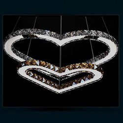 LED Pendant Lighting Chandelier Light Transparent OR Amber K9 Crystal Double Heart-shaped Ceiling Lamps Lights