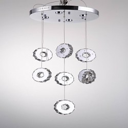 Modern High-Grade Seven Ring,7 LED Lights Stainless Steel Crystal Chandeliers