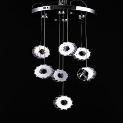 Modern High-Grade Seven Ring,7 LED Lights Stainless Steel Crystal Chandeliers