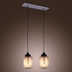 Modern Glass Pendant Lights with 2 Lights in Transparent Bottle Design