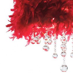 Crystal Pendant Light with 3 Lights in Red Feather Shade