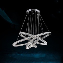 LED Crystal Pendant Light Ceiling Chandelier K9 Clear Crystal Round 4 Rings Large Ring(Warm White),Other(Cool White)