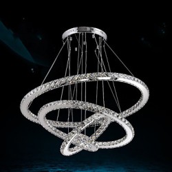 LED Crystal Pendant Light Ceiling Chandelier K9 Clear Crystal Round 4 Rings Large Ring(Warm White),Other(Cool White)