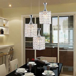 3 Lights Metal Frame K9 Crystal Chandelier Restaurant Droplight Send E27 Bulb