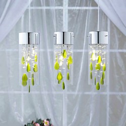 Artistic Crystal Pendant Lights with Green Decorations G4 Bulb Base