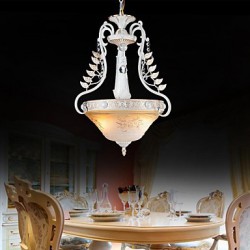 White Pendant Two-Lights Pattern-Glass-Shade Hand-Gilt European Retro Classic 220V