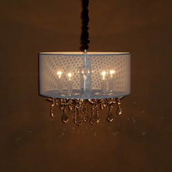 60W Contemporary Crystal Pendant Light with 5 Lights and Semitransparent PVC Shade