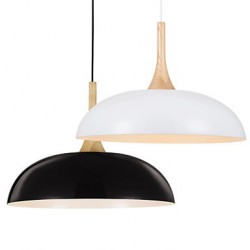 Mini Artistic Pendant Lamp/1 Light/Modern Simplicity/Black/White/Finish Aluminum & Wooden Droplight