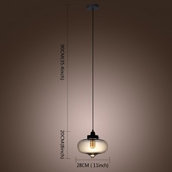 60W Transparent Glass Pendant Light in Brown Bubble Design