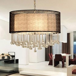 Contemporary Crystal 4 Light Pendant With Black Shade