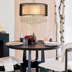 Contemporary Crystal 4 Light Pendant With Black Shade