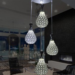 4 Heads Pendant Lights Crystal/LED Modern/Contemporary Living Room/Bedroom/Dining Room/Kitchen Metal