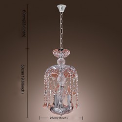 Modern Crystal Pendant Lights with 3 Lights in Glass Shade