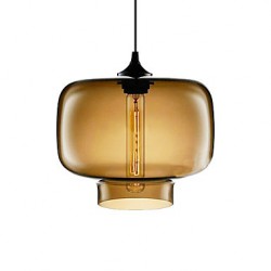 70W Modern Glass Pendant Light in Brown Transparent Bottle Design