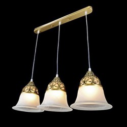 Bronze Pendant Three Lights Moire-Glass European Classic 220V