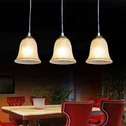 Bronze Pendant Three-Lights Pattern-Glass-Shade European Retro Classic 220V