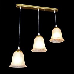 Bronze Pendant Three-Lights Pattern-Glass-Shade European Retro Classic 220V