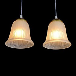 Bronze Pendant Three-Lights Pattern-Glass-Shade European Retro Classic 220V