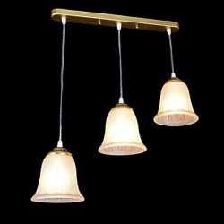 Bronze Pendant Three-Lights Pattern-Glass-Shade European Retro Classic 220V