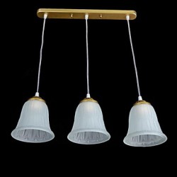 Bronze Pendant Three-Lights Pattern-Glass-Shade European Retro Classic 220V