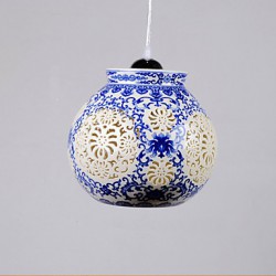 Retro Ceramic lamp lamp Entrance Stairs Blue Single Head Chandelier Creative B