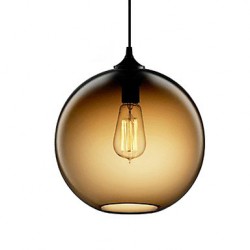 60W Modern Glass Pendant Light in Round Brown Bubble Design