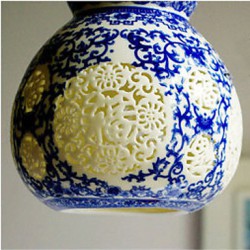 Retro Ceramic lamp lamp Entrance Stairs Blue Single Head Chandelier Creative A