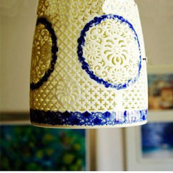 Retro Ceramic lamp lamp Entrance Stairs Blue Single Head Chandelier Creative V