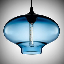 1- Light Modern Glass White and Blue Transparent Pendant Light