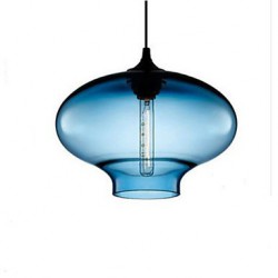 1- Light Modern Glass White and Blue Transparent Pendant Light